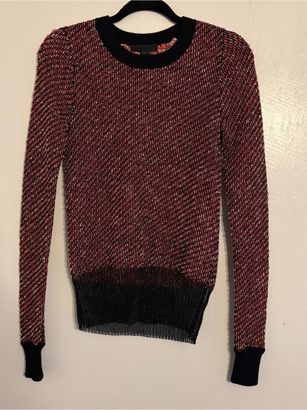 Alexander Wang Red and Black Marled Crewneck Sweater